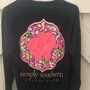 Simply Southern Long Sleeve Navy Tee Size Small